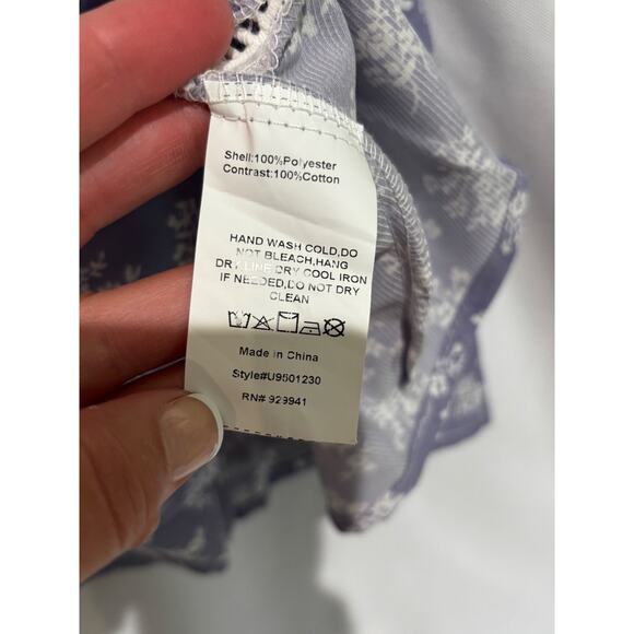 Suzanne Betro Top Womens 3x New Floral Blue Lace Balloon‎ Sleeve Prairie Boho - Picture 6 of 10